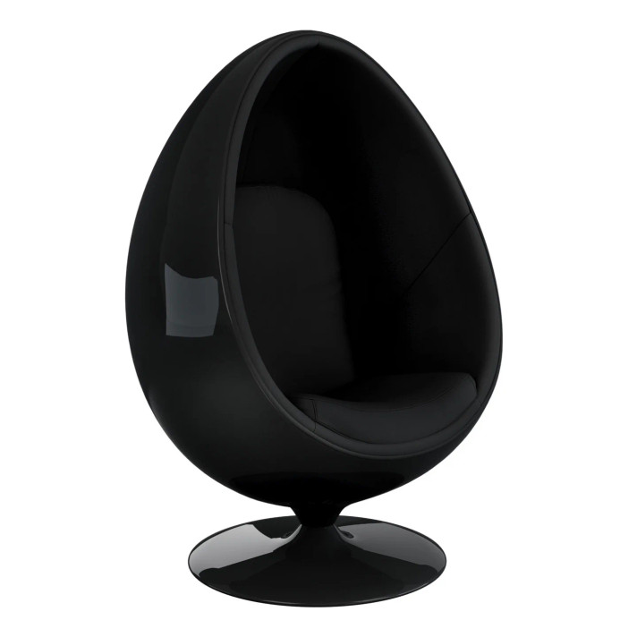 Easter Egg Chair, Black Shell, Black Fabric