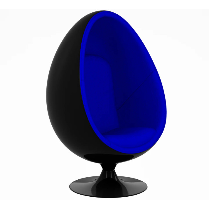 Easter Egg Chair, Black Shell, Blue Fabric