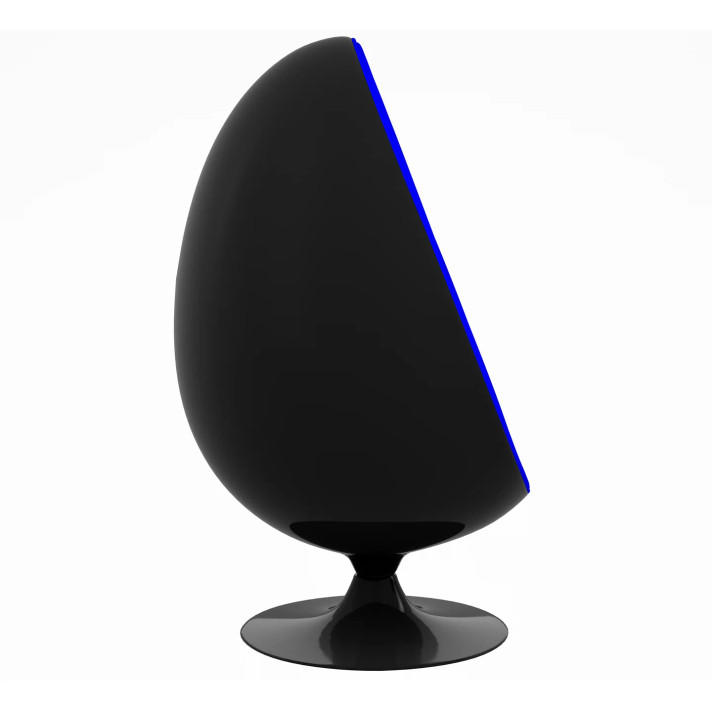Easter Egg Chair, Black Shell, Blue Fabric