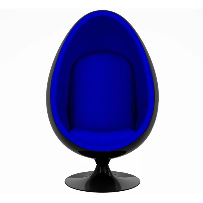 Easter Egg Chair, Black Shell, Blue Fabric
