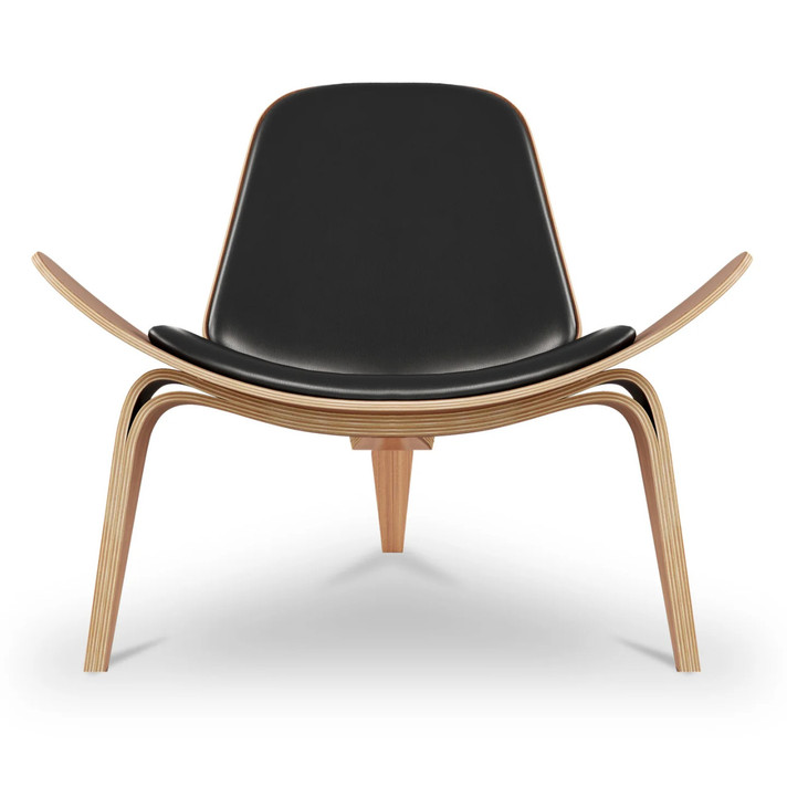 Archie Shell Chair, Black Italian Leather