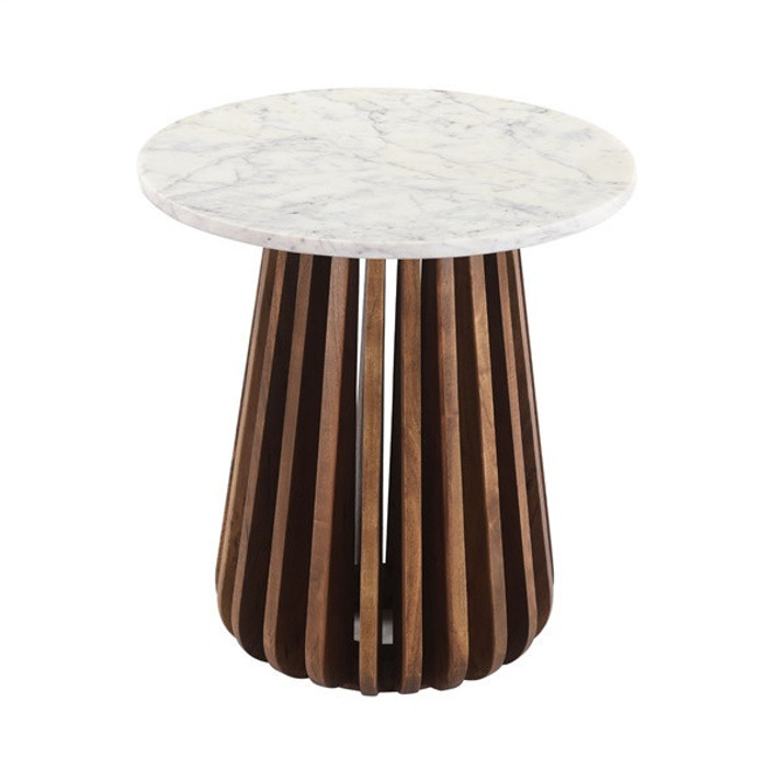 Idris Round Marble Accent Side Table
