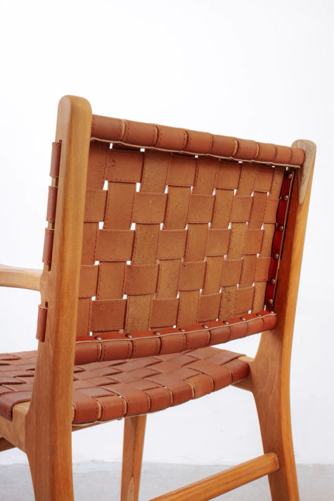 Risom Arm Chair, Brown Leather