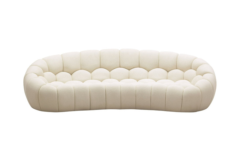 Yarrow Curved Off-White Fabric Sofa