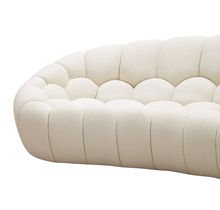 Yarrow Curved Off-White Fabric Sofa