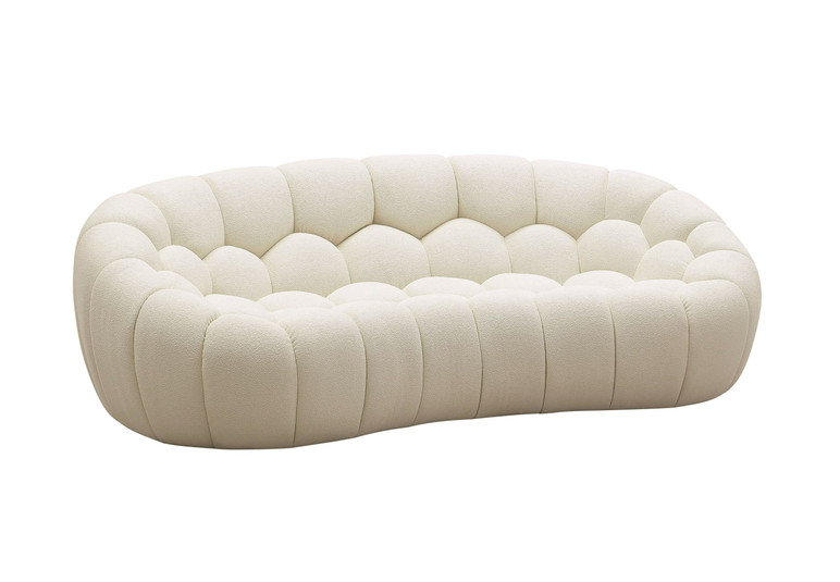 Yarrow Curved Off-White Fabric Short Sofa