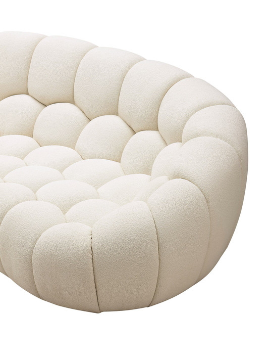 Yarrow Curved Off-White Fabric Short Sofa