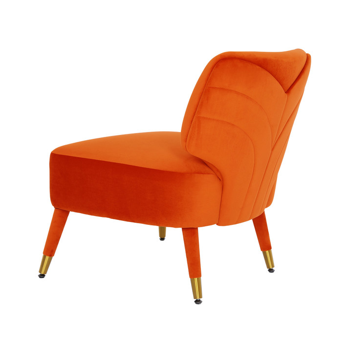 Wilda Orange Velvet  Accent Chair