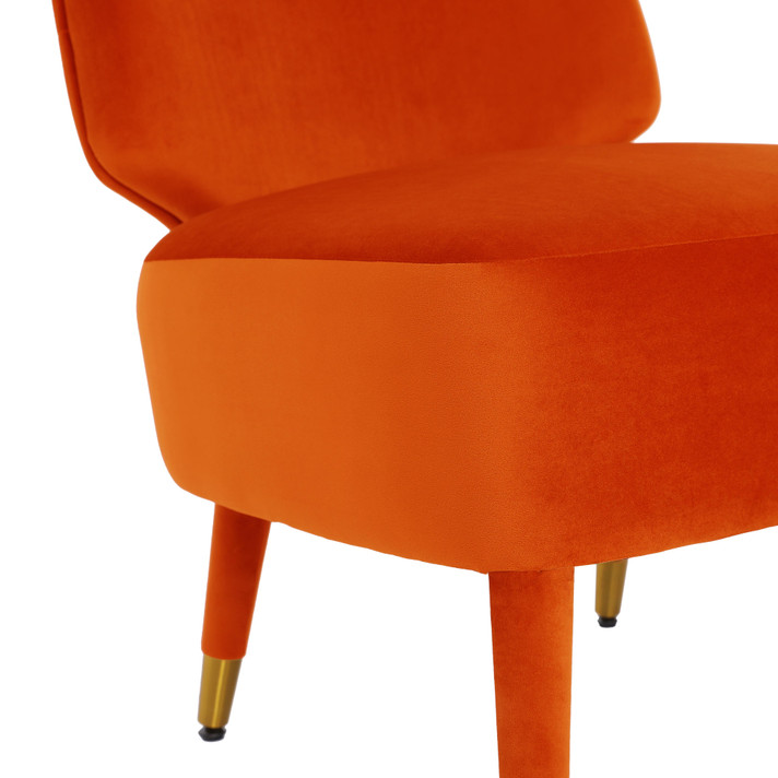 Wilda Orange Velvet  Accent Chair