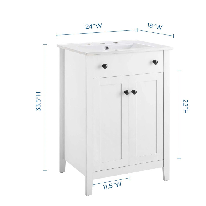 Morningside 24" Bathroom Vanity, White and White