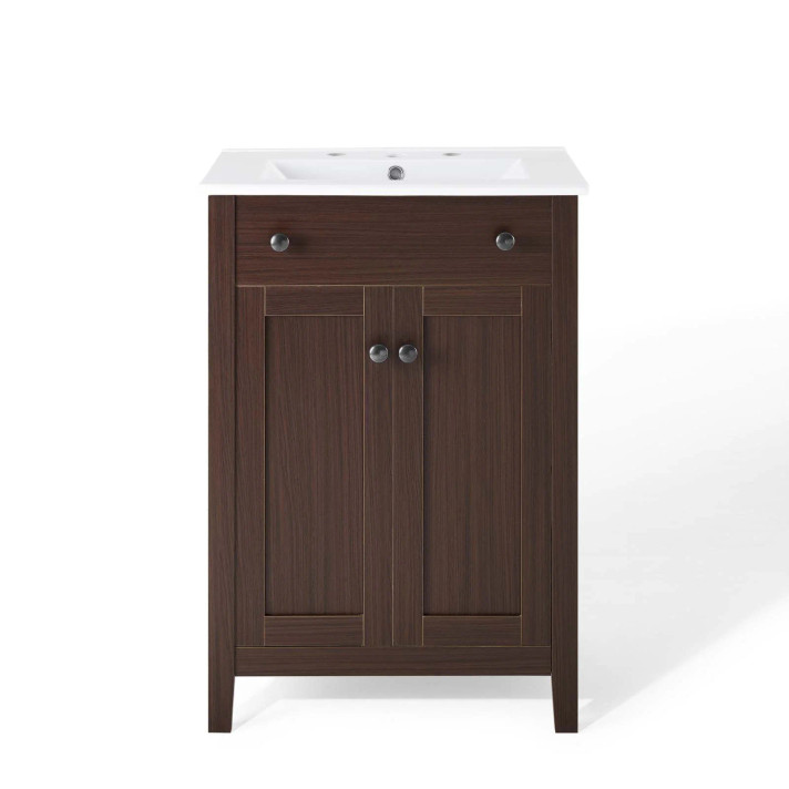 Morningside 24" Bathroom Vanity, Walnut and White