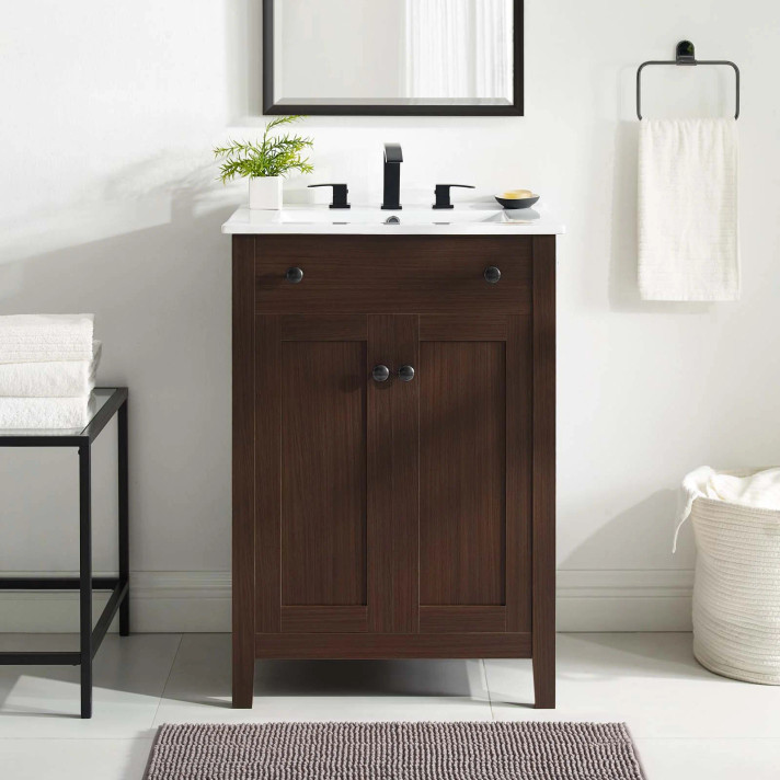 Morningside 24" Bathroom Vanity, Walnut and White