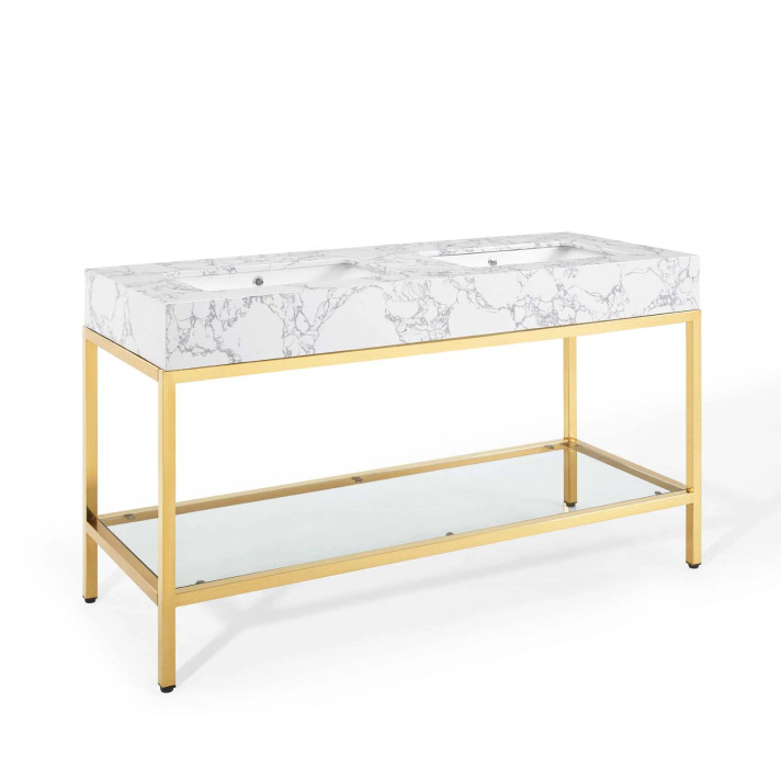 Kingston 60" Gold Stainless Steel Bathroom Vanity