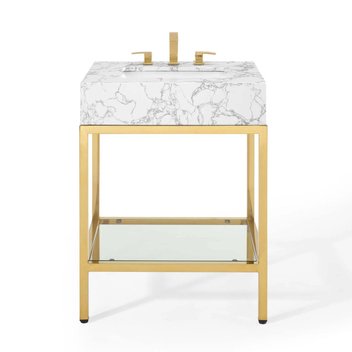 Kingston 26" Gold Stainless Steel Bathroom Vanity