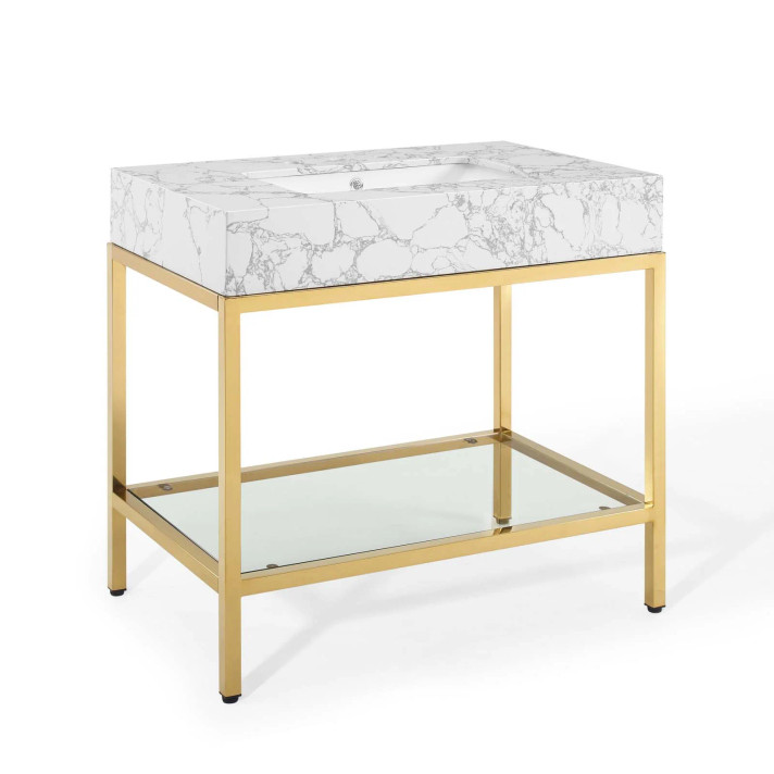 Kingston 36" Gold Stainless Steel Bathroom Vanity