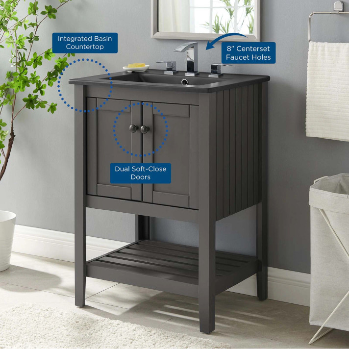 Esteem 24" Bathroom Vanity, Gray and Black