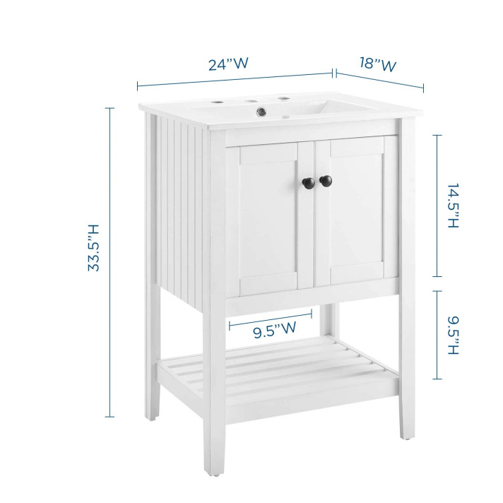 Esteem 24" Bathroom Vanity, White and White