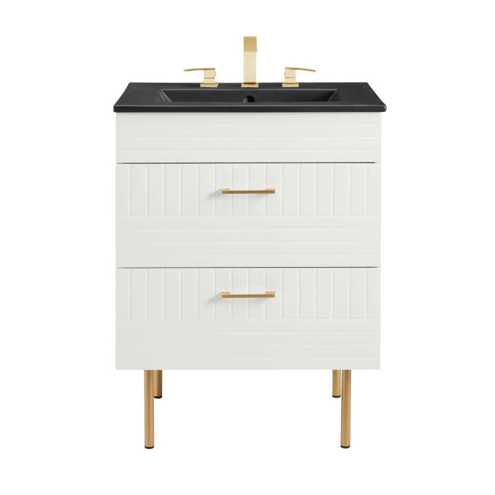 Denmark Bathroom Vanity, Black Top