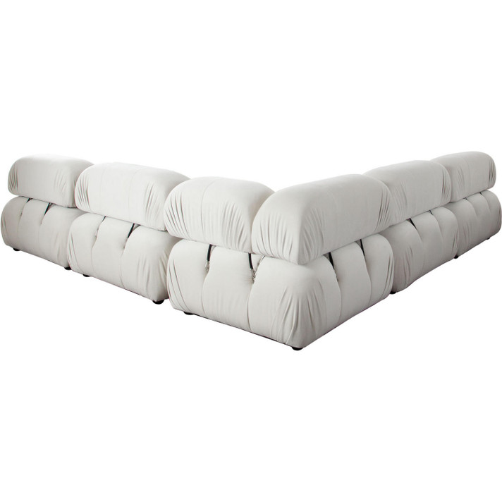 Paloma 5 Piece Modular Corner Sectional Sofa, Tufted Light Cream Velvet