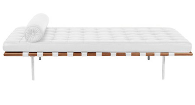 Pavilion Leather Daybed, White & Walnut Pavilion Leather Daybed, White & Walnut