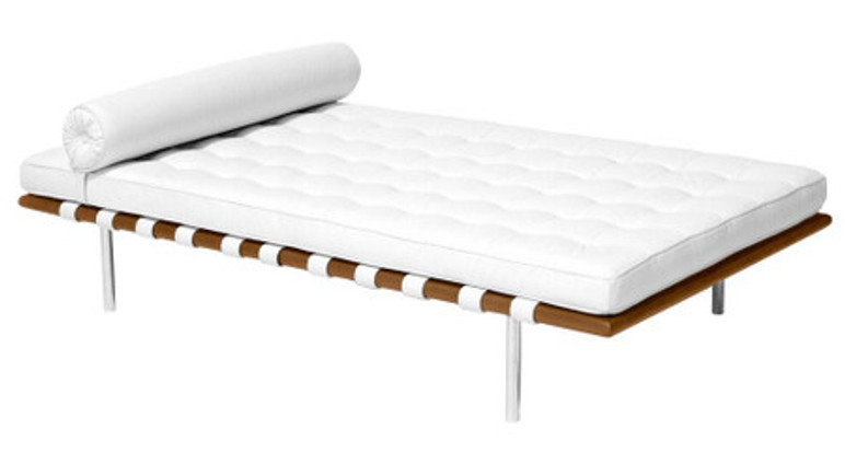 Pavilion Leather Daybed, White & Walnut Pavilion Leather Daybed, White & Walnut