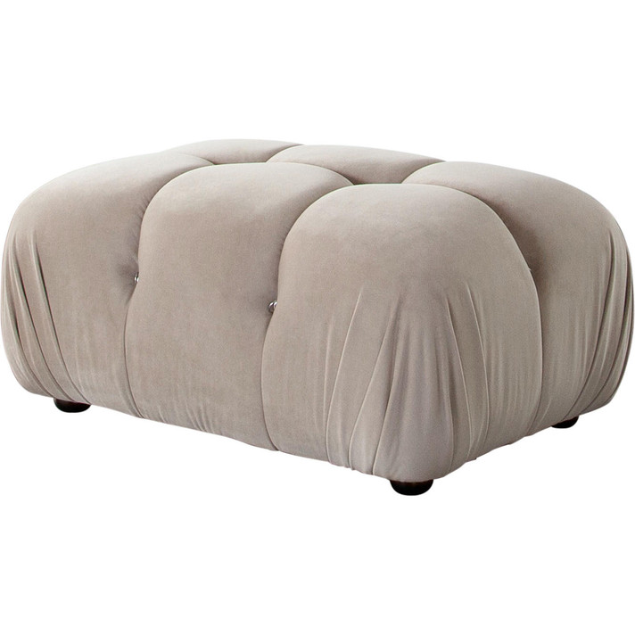 Paloma Rectangle Ottoman, Tufted Mink Tan Velvet