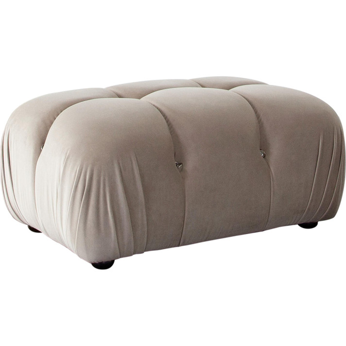 Paloma Rectangle Ottoman, Tufted Mink Tan Velvet