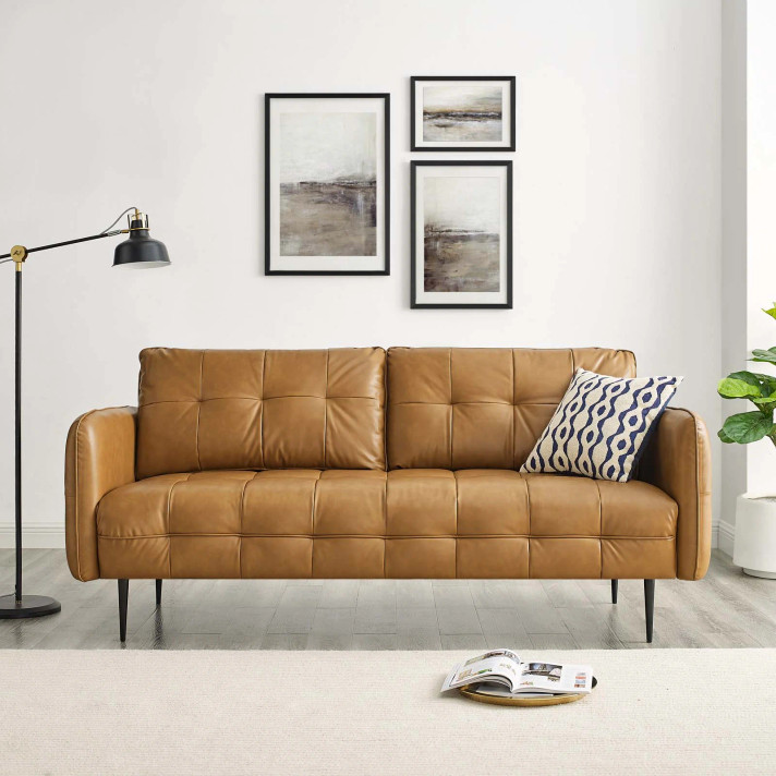 Camden Tufted Vegan Leather Sofa