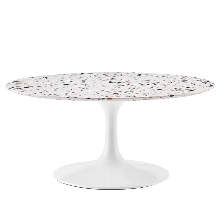 Pedestal Design 36" Round Terrazzo Coffee Table