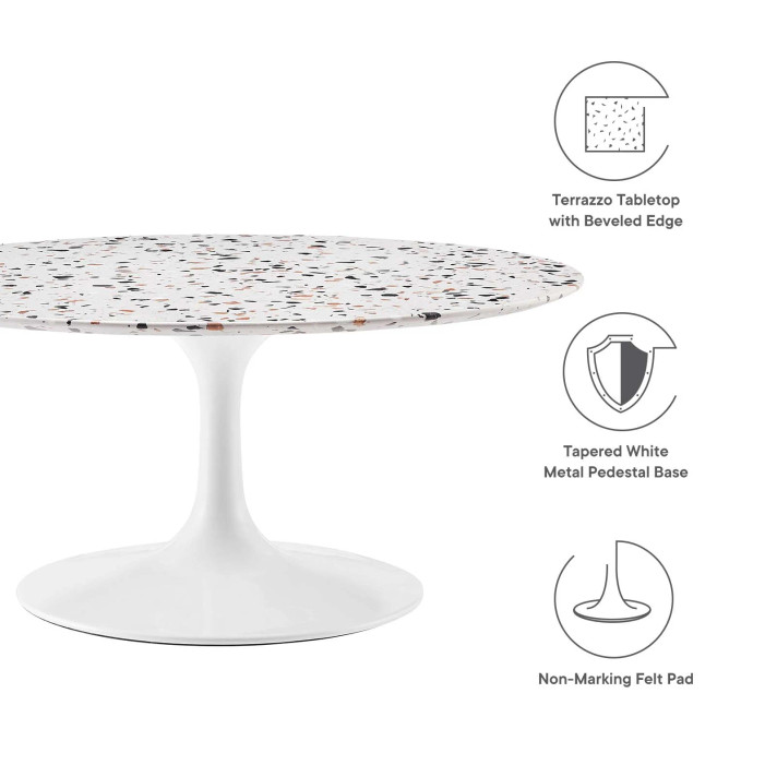 Pedestal Design 36" Round Terrazzo Coffee Table