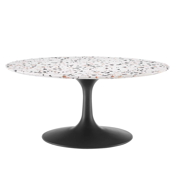 Pedestal Design 36" Round Terrazzo Coffee Table