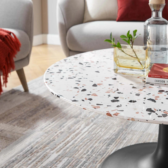 Pedestal Design 36" Round Terrazzo Coffee Table