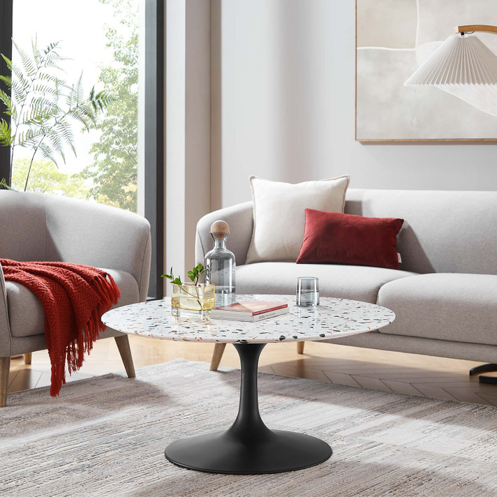Pedestal Design 36" Round Terrazzo Coffee Table