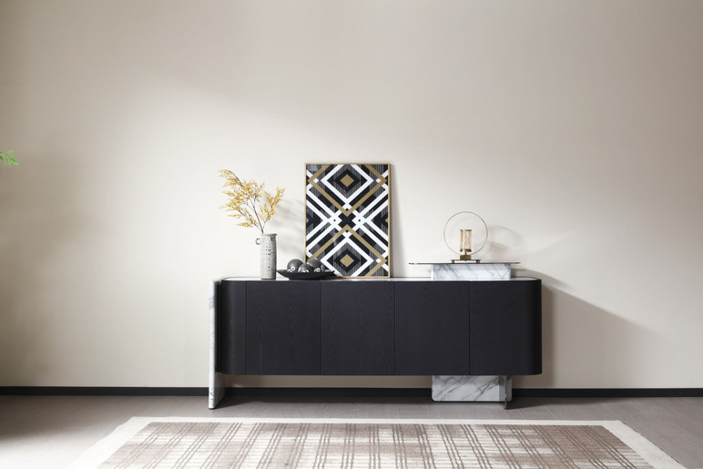 Menja Black Oak and Faux Marble Buffet