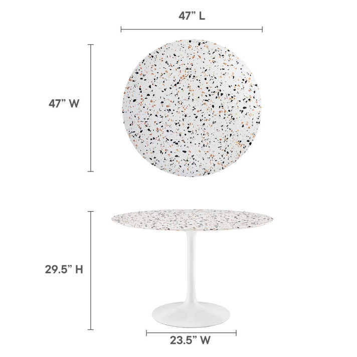 Pedestal Design 48" Round Terrazzo Dining Table