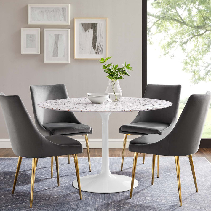 Pedestal Design 48" Round Terrazzo Dining Table