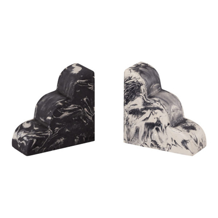 Marlow White-Black Marble Bookends