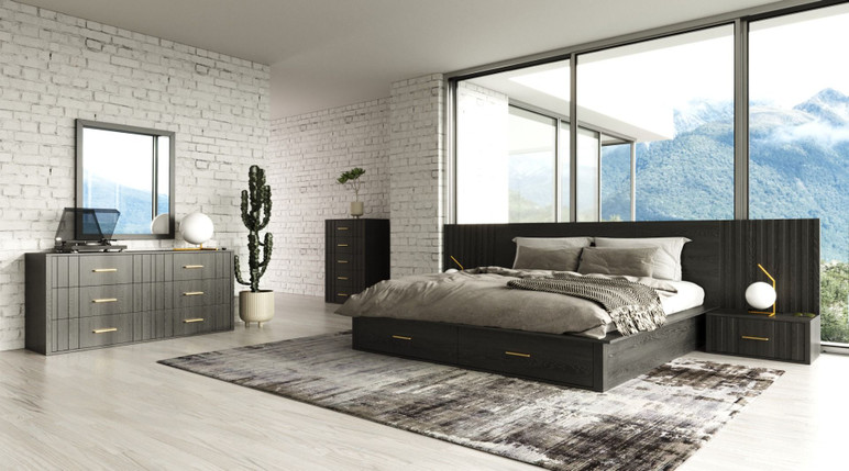 Dorchester Platform Dark Grey Bed with Drawers