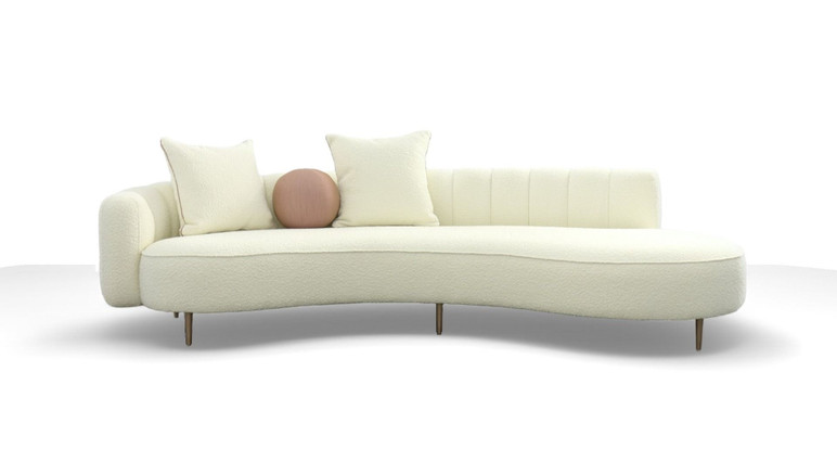 Claudine Cream Fabric Chaise Sofa