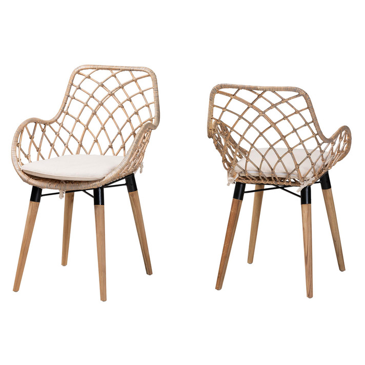 Ballard Arm Chair, Teak Wood Legs, Set of 2