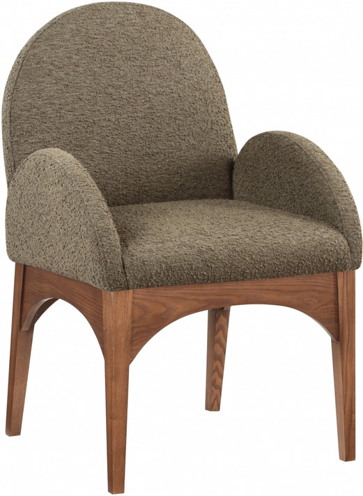 Wembley Dining Arm Chair, Walnut and Boucle Fabric