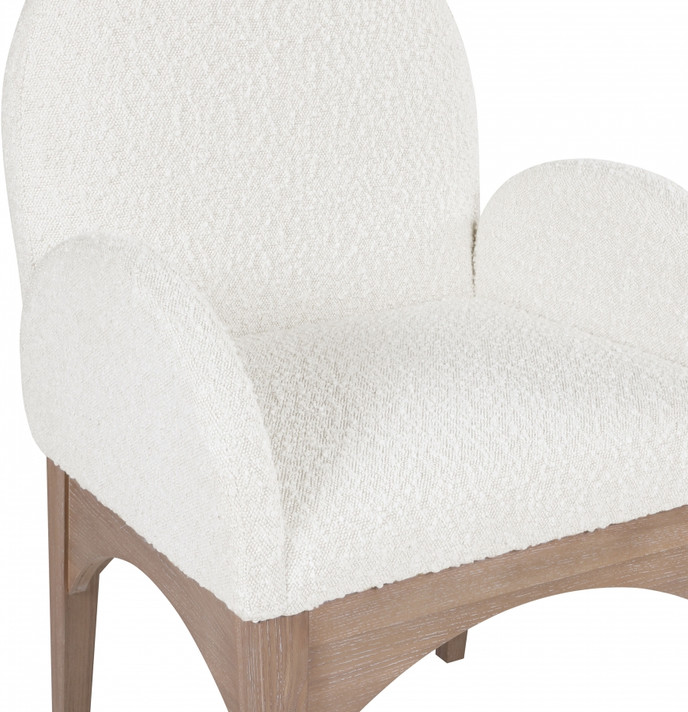 Wembley Dining Arm Chair, Natural Wood and Boucle Fabric