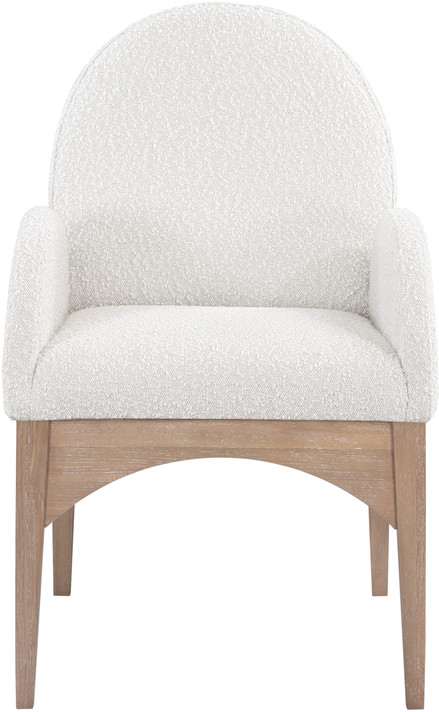 Wembley Dining Arm Chair, Natural Wood and Boucle Fabric