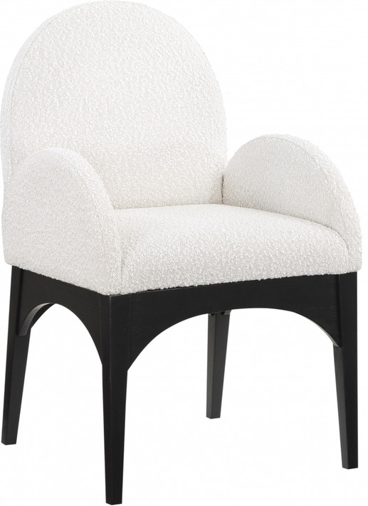 Wembley Dining Arm Chair, Black Wood and Boucle Fabric