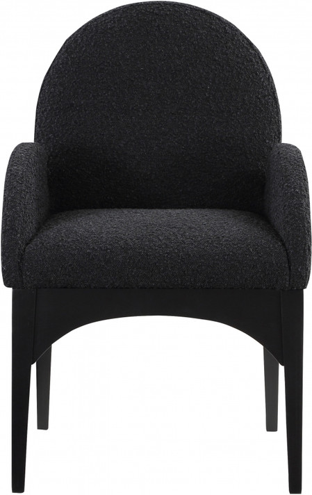 Wembley Dining Arm Chair, Black Wood and Boucle Fabric