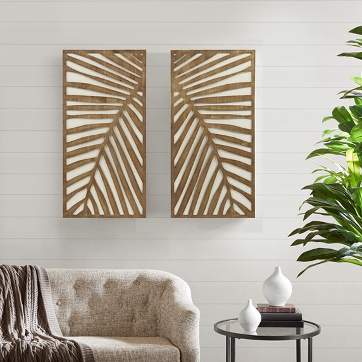 Twin Palms Two-tone 2-piece Wood Panel Wall Décor Set