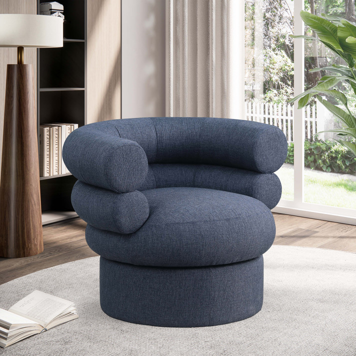 Bindu Linen Textured Fabric Swivel Accent Chair