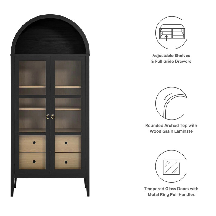 Newsome Tall Arched Storage Display Cabinet