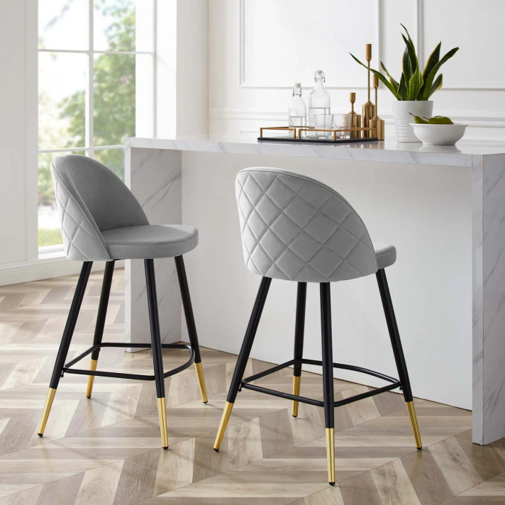 Kayla Performance Velvet Counter Stools, Set of 2