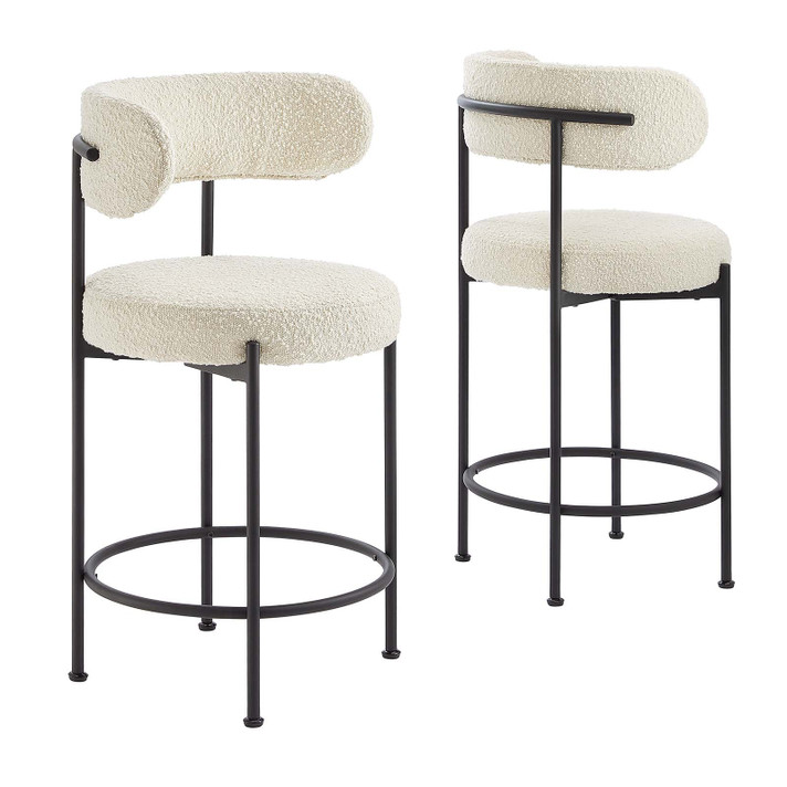 Astrid Boucle Fabric Counter Stools - Set of 2